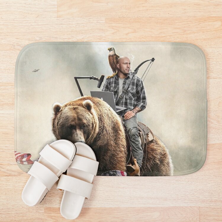 Joe Rogan Riding A Bear (+ Aliens) Bath Mat Official Joe Rogan Merch